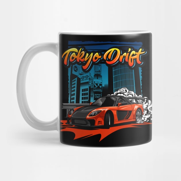 Tokyo Drift RX7 Illustration (Orange) by Jiooji Project